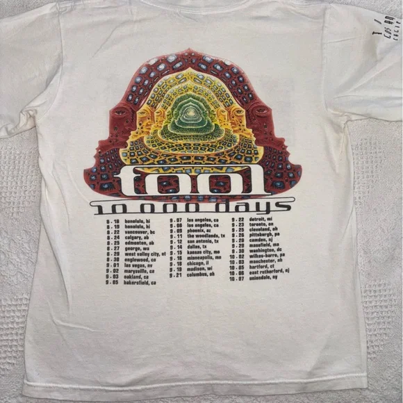 Vintage Y2K Tool 10,000 Days Music Tour Tshirt White Unisex Size Small Preowned - Picture 5 of 6